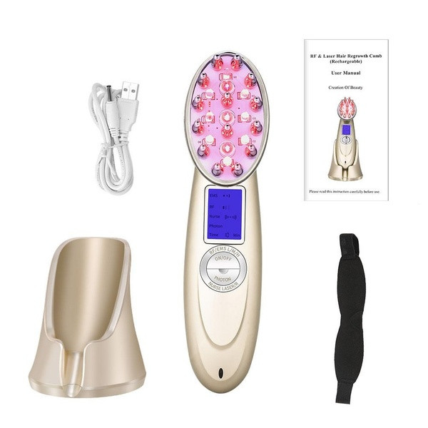 Lazerinės plaukų šukos su LED šviesa skatina plaukų augimą ir masažuoja galvos odą vibracija