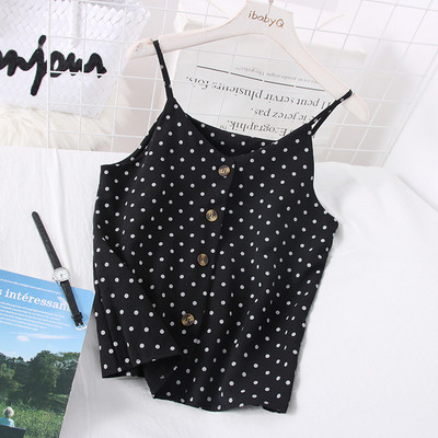 Napi, pontozott női felső spitz nyakkivágással és gombokkal