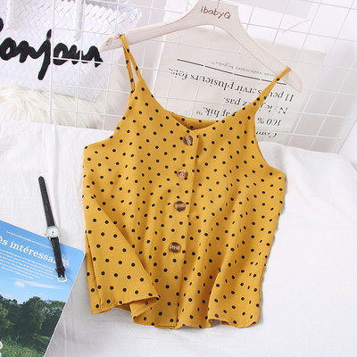 Napi, pontozott női felső spitz nyakkivágással és gombokkal