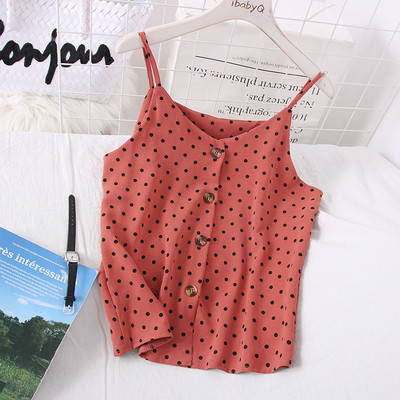 Napi, pontozott női felső spitz nyakkivágással és gombokkal