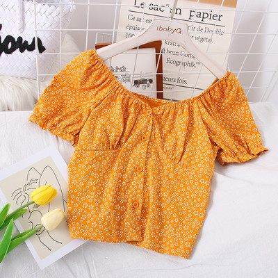 Casual Γυναικεία μπλούζα σιφόν με Floral Εκτύπωση και 3/4 μανίκι μεβολάν