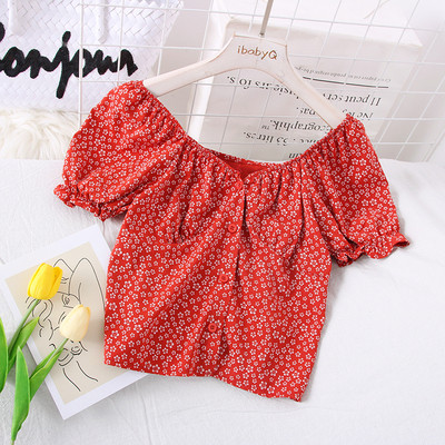 Casual Γυναικεία μπλούζα σιφόν με Floral Εκτύπωση και 3/4 μανίκι μεβολάν