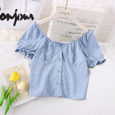 Casual Γυναικεία μπλούζα σιφόν με Floral Εκτύπωση και 3/4 μανίκι μεβολάν