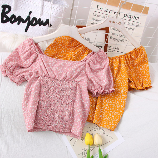 Casual Γυναικεία μπλούζα σιφόν με Floral Εκτύπωση και 3/4 μανίκι μεβολάν