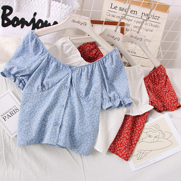 Casual Γυναικεία μπλούζα σιφόν με Floral Εκτύπωση και 3/4 μανίκι μεβολάν