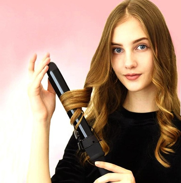 Keraminis garbanojimo lygintuvas su LCD ekranu, rodančiu temperatūrą ir 38 mm skersmenį