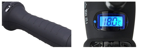 Keraminis garbanojimo lygintuvas su LCD ekranu, rodančiu temperatūrą ir 38 mm skersmenį