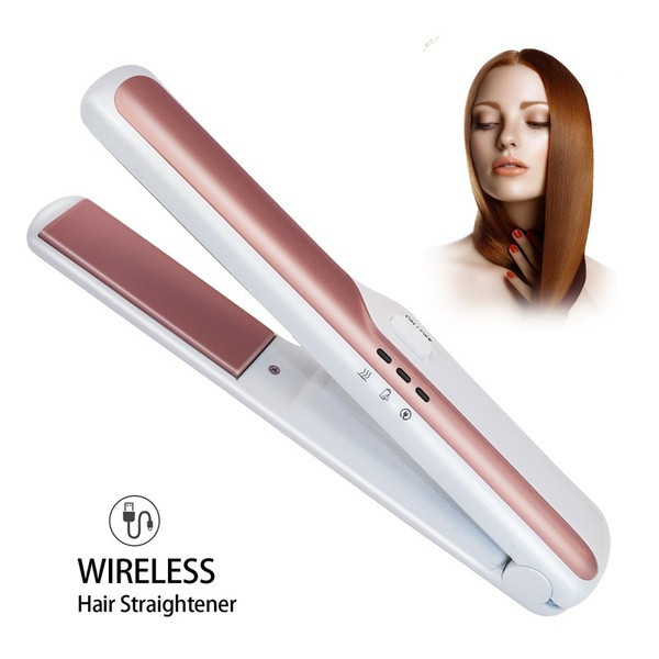 Portable straightener for hair straightening and curling with USB charging and ceramic coating
