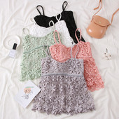 Modern női csipke felső vékony pántokkal