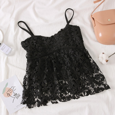 Modern női csipke felső vékony pántokkal