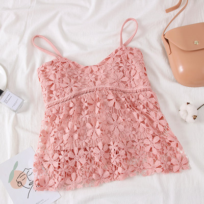 Modern női csipke felső vékony pántokkal