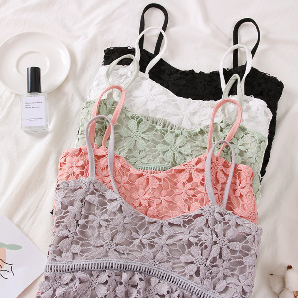 Modern női csipke felső vékony pántokkal