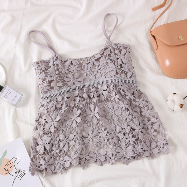 Modern női csipke felső vékony pántokkal