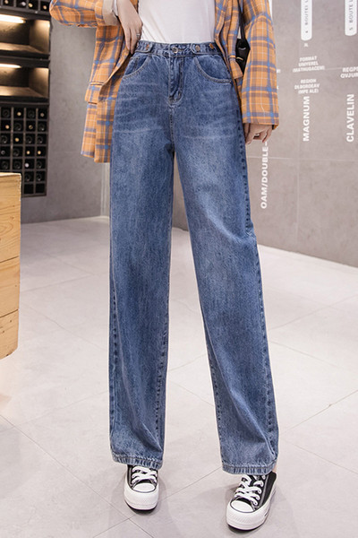 Alkalmi női farmer magas derékkal – széles modell