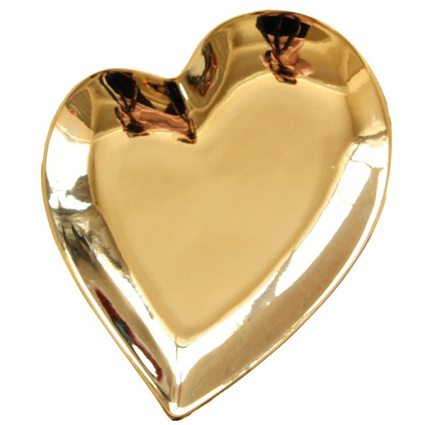Širdies formos auksinė keraminė lėkštė