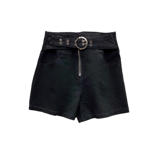 Új modell farmer rövidnadrág magas derékkal, cipzárral és övvel