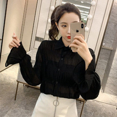 Új modell sifon ing klasszikus modell hosszú ujjal és gombokkal