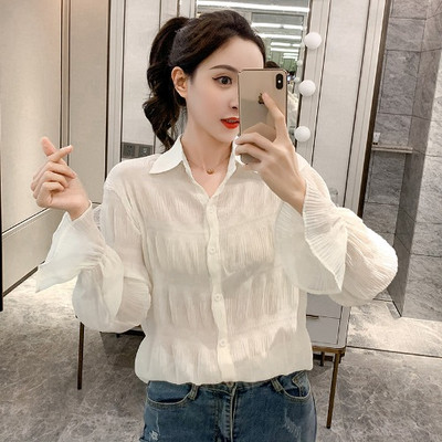 Új modell sifon ing klasszikus modell hosszú ujjal és gombokkal