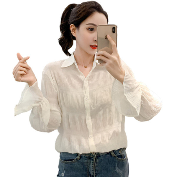 Új modell sifon ing klasszikus modell hosszú ujjal és gombokkal