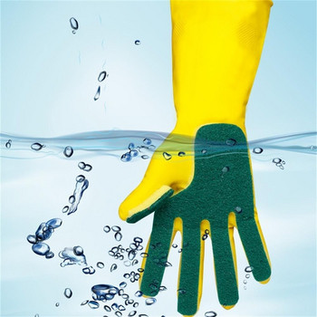 Силиконови ръкавици с прикрепени гъби към тях за почистване на съдове за многократна употреба 