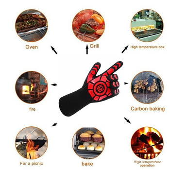 Нехлъзгаща се термоустойчива ръкавица за барбекю с топлоустойчивост до 500 ℃