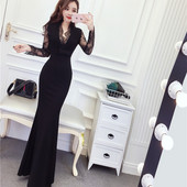 Νέο μοντέλο γυναικείο  φόρεμα με V-neck και δαντέλα