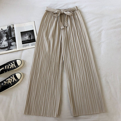 Jelenlegi hajtogatott női nadrág széles modell magas derékkal és övvel