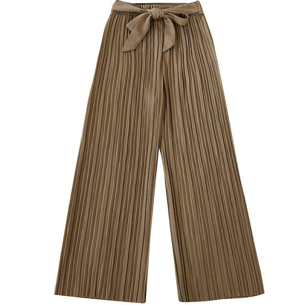 Jelenlegi hajtogatott női nadrág széles modell magas derékkal és övvel