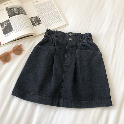 Καθημερινή γυναικεία φούστα denim  με ελαστική μέση και τσέπες