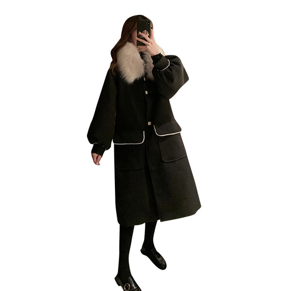 Naiste talvemantli lai mudel sulekrae ja taskutega