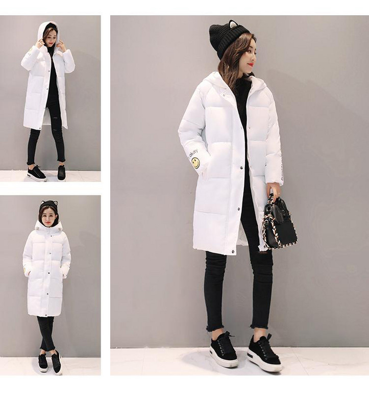 Μακρύ γυναικείο μπουφάν με εφαρμογή χαμόγελου σε διαφορετικά χρώματα